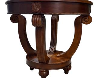 Decorative side table with inlay glass top.