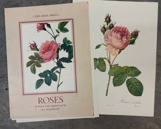 1950's reprints of Pierre-Joseph Redoute botanicals.
