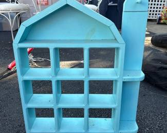 119 bluebarnshapedwoodendisplayshelf