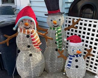 132 outdoorlightedsnowmandecorset