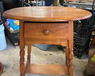 161 vintagewoodenovalsidetablewithdraw