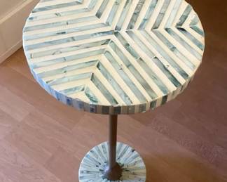 MCJ067 Small Side Accent Plant Table With Shell Inlay Design