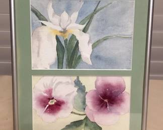 MCJ108 Framed Original Watercolor Paintings Of Flowers