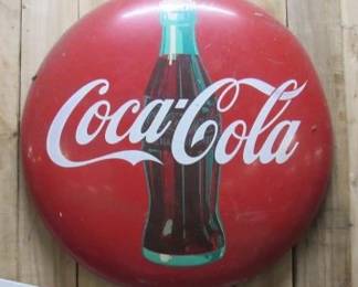 Large Antique Coca-Cola Button Sign
