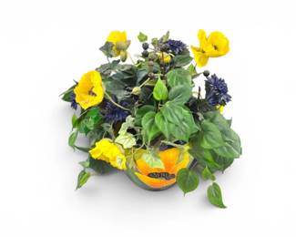 75 NaylorArtPoppiesHandPaintedCeramicPlanterFloralArrangement