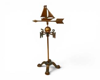 106 CopperSailboatWeatherVaneonDecorativeMetalDisplayStand