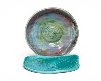 82 HandcraftedStudioPotteryBowlRectangularPlatterwArtisanGlaze