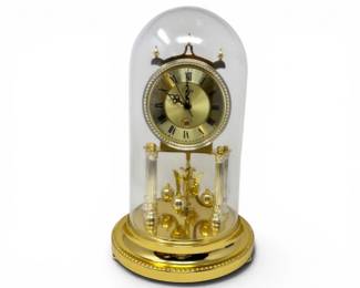 83 VintageElginMagicEyeAnniversaryClockwGlassDome