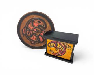 66 NorthwestCoastStyleWoodArtCollectionSignedPlaqueBox