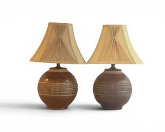 119 PotteryTableLampswDimmerSwitchesPinchedShades