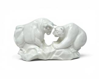 53 WedgwoodBoneChinaBullBearFigurinebyRussellEngland