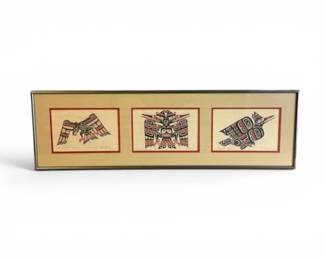 135 JimJohnnySignedNorthwestCoastArtPrintTriptych3BirdDesigns
