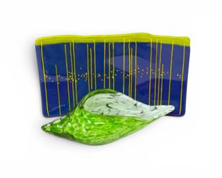 94 ArtGlassShellSculptureFusedGlassServingTraySet