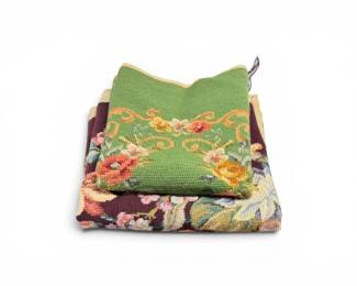 203 VintageFloralNeedlepointPanels2PieceCollection