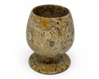 93 FossiliferousLimestonePedestalCupPakistanFossilStone