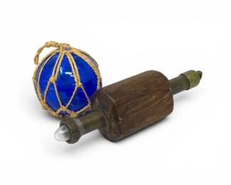 58 VintageEmergencyOverboardBuoyBeaconBlueGlassFishingFloat