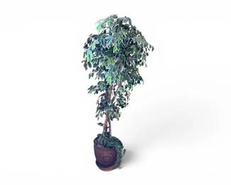 30 81FauxFicusTreeinDecorativeFacePlanterPot