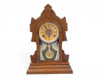 74 AntiqueGilbertMeccaGingerbreadMantelClock