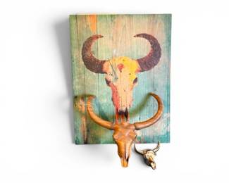 120 LonghornSkullDcorCollectionWoodCeramicWallArt