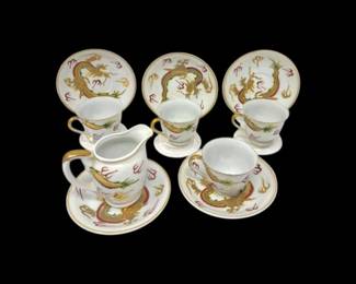 225 VintageHandPaintedSunrayChinaKutaniDragonTeaSet10Pieces