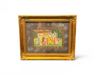 181 RKSharmaJaipurIndianMiniatureStylePrintinOrnateGoldFrame