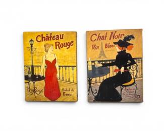 57 OdileRousseauFrenchWineCanvasArtChteauRougeChatNoir