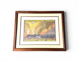 31 FramedMultnomahFallsColumbiaRiverGorgeTrainTravelPrint