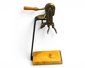 50 EstateLeverWineBottleCorkRemoverwFloorStandWoodHandle