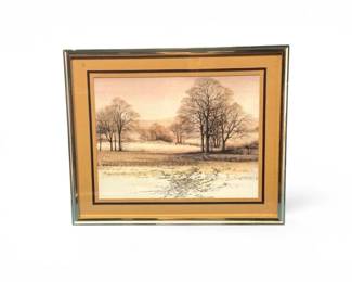 197 FramedWinterLandscapePrintIntheStyleofKatleenCaddick
