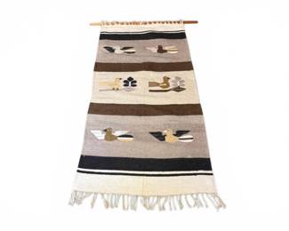 116 NavajoStyleBirdMotifWovenWallHangingwRod