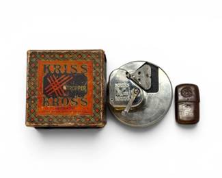 126 VintageKrissKrossRazorStropperBladesLeatherBladeHolder
