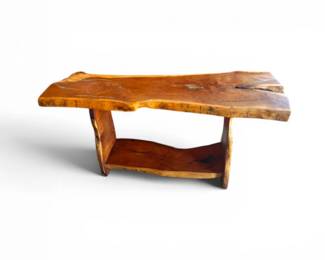 3 LiveEdgeWoodConsoleTablewTurquoiseInlayLowerShelf