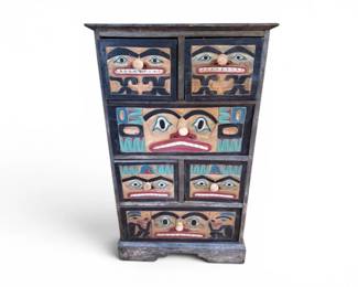 20 NorthwestCoastStyleHandCarvedWoodStorageCabinetw6Drawers