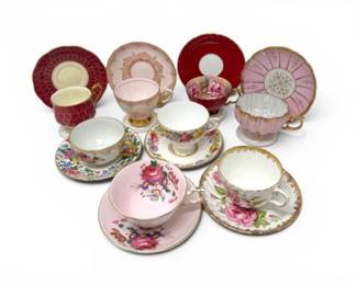 159 VintageBoneChinaTeaCupsSaucersAynsleyRoyalAlbertMore