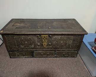 Zanzibar hand-carved trunk