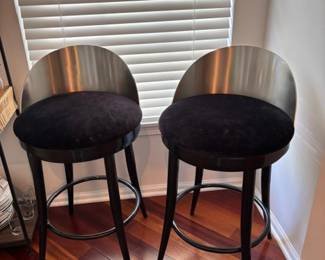 (2) Black/Nickel Bar Chairs