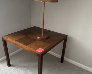 Wood Table, Domed Lamp