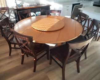 Round table with attached lazy Susan seats 8
