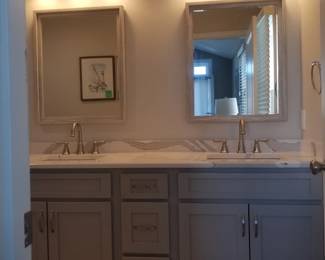 Updated double bath vanity; mirrors; vanity lights