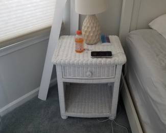 Nightstand; table lamp