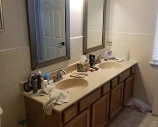Double bath vanity; mirrors; vanity lights