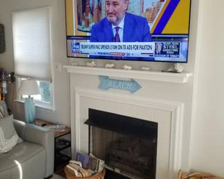 TV with bracket; fireplace insert