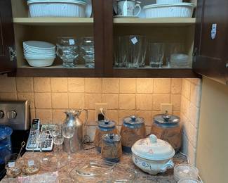 Corningwear and Studio pottery canister set