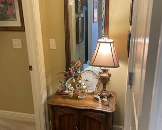 View of the back hall going to master bedroom with Thomasville walnut nightstand ( one of a pair, the other is in front bedroom)