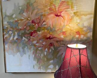 Mid century floral painting by Raymond studios