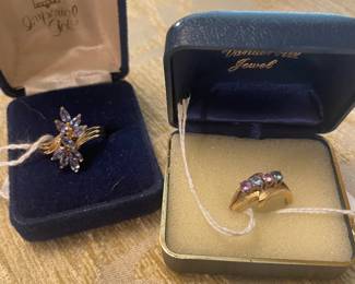 Left : Tanzanite and 10 k gold ring Right: 14 k and birthstone ring