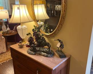 View of other side of entry hall with 1880’s walnut marble top chest