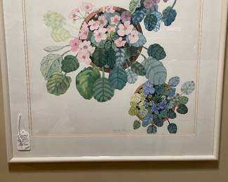 New Haven Connecticut artist Elizabeth Peterson watercolor of African violets