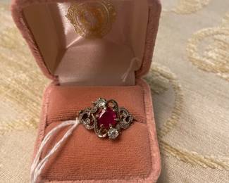 Ruby and diamond 14k gold ring