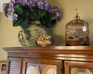 Studio pottery vase with hydrangeas 